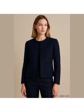 Vince Navy Wool Snap Button Jacket Size 6